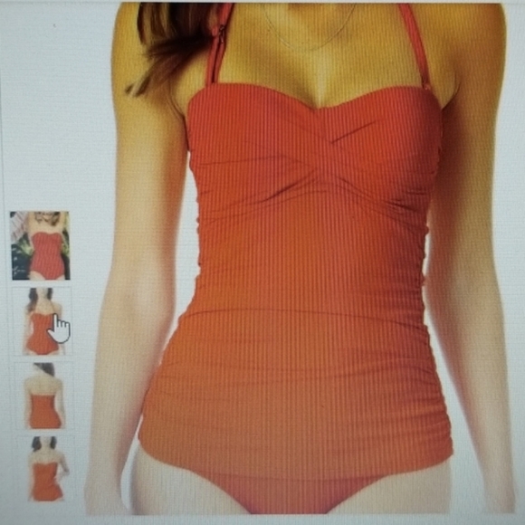 Anne Cole tankini top tropical orange sz L - Picture 4 of 15